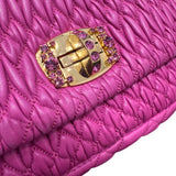 ミュウミュウ miu miu ナッパクリスタル RP0233 ピンク ナッパレザー レディース ショルダーバッグ