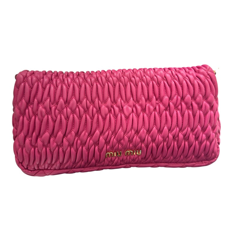 ミュウミュウ miu miu ナッパクリスタル RP0233 ピンク ナッパレザー レディース ショルダーバッグ