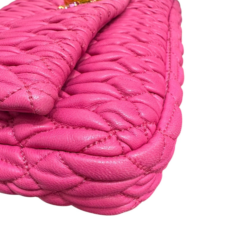 ミュウミュウ miu miu ナッパクリスタル RP0233 ピンク ナッパレザー レディース ショルダーバッグ