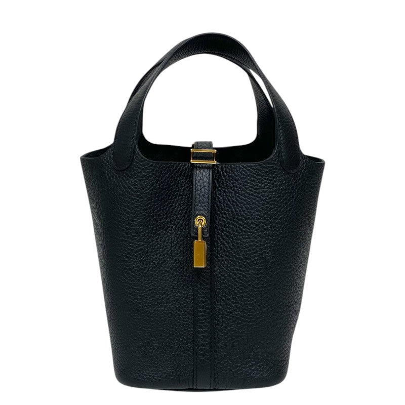エルメス HERMES ピコタンロックPM B刻 ブラック ゴールド金具 トリヨン レディース ハンドバッグ