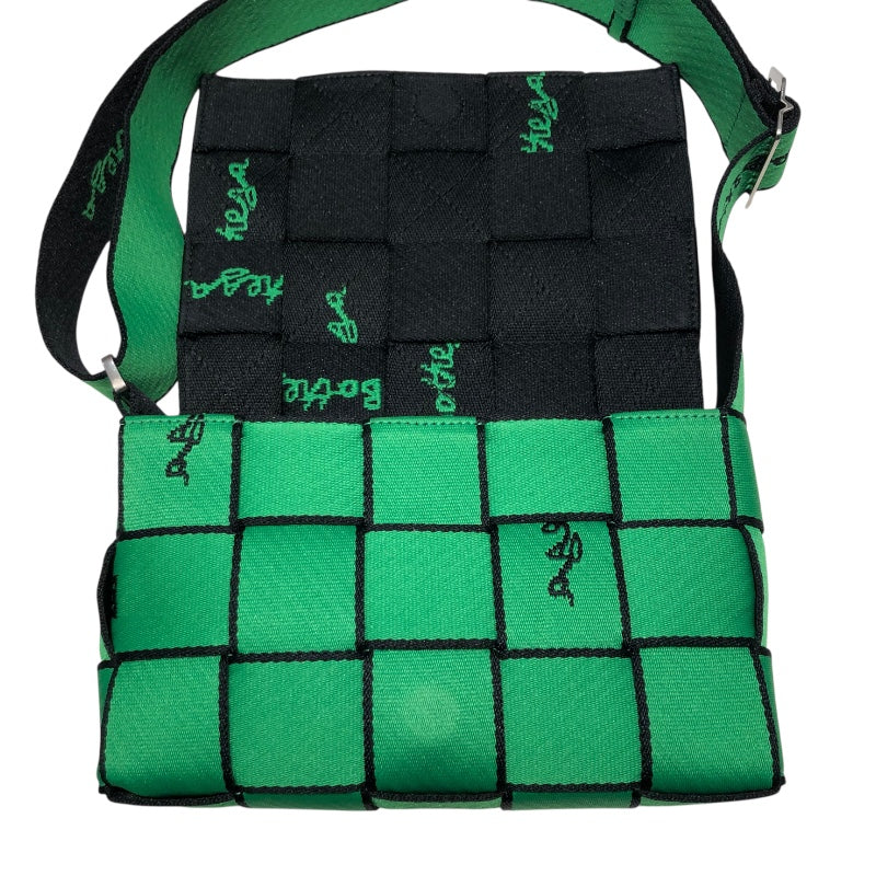 ボッテガ・ヴェネタ BOTTEGA VENETA ウェビングカセット グリーン・ブラック・シルバー金具 キャンバス キャンバス ユニセックス ショルダーバッグ