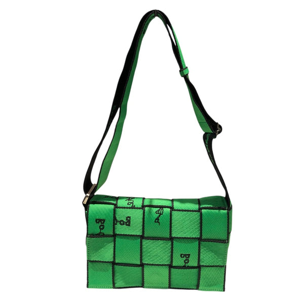 ボッテガ・ヴェネタ BOTTEGA VENETA ウェビングカセット グリーン・ブラック・シルバー金具 キャンバス キャンバス ユニセックス ショルダーバッグ