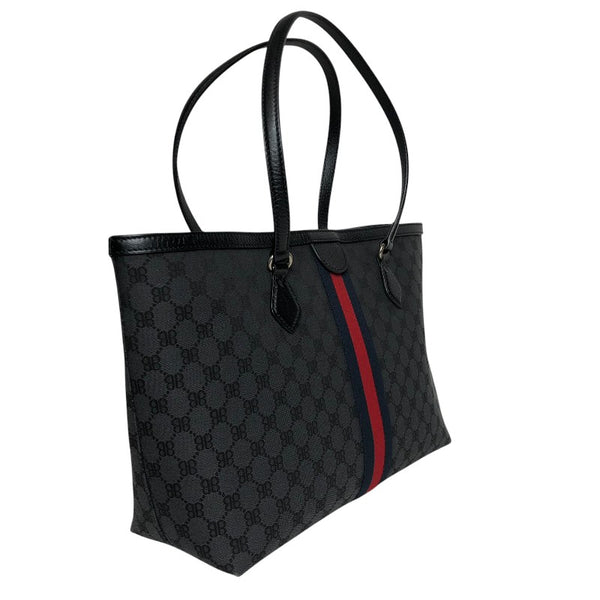 バレンシアガ BALENCIAGA BALENCIAGA × GUCCI コラボ ザ ハッカープロジェクト グラフィティ ミディアム 380125 ブラック キャンバス/レザー ユニセックス トートバッグ