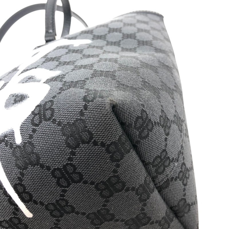 バレンシアガ BALENCIAGA BALENCIAGA × GUCCI コラボ ザ ハッカープロジェクト グラフィティ ミディアム 380125 ブラック キャンバス/レザー ユニセックス トートバッグ