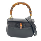 グッチ GUCCI バンブー ショルダー 0002046 ブラック レザー レディース ハンドバッグ