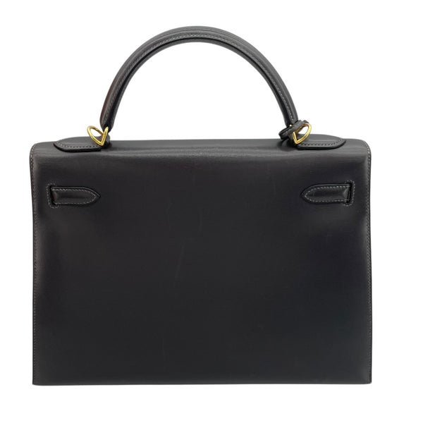 エルメス HERMES ケリー32 外縫い □E刻 グラファイト GD金具 ボックスカーフ レディース ハンドバッグ