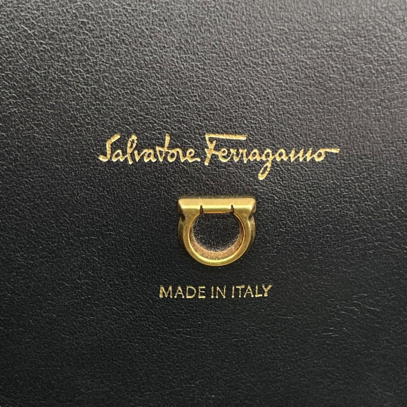サルヴァトーレ・フェラガモ Salvatore Ferragamo スタジオ２WAY AU-21104  ブラック レザー/ラフィア レディース ショルダーバッグ