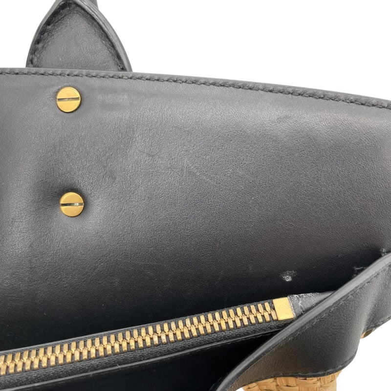 サルヴァトーレ・フェラガモ Salvatore Ferragamo スタジオ２WAY AU-21104  ブラック レザー/ラフィア レディース ショルダーバッグ