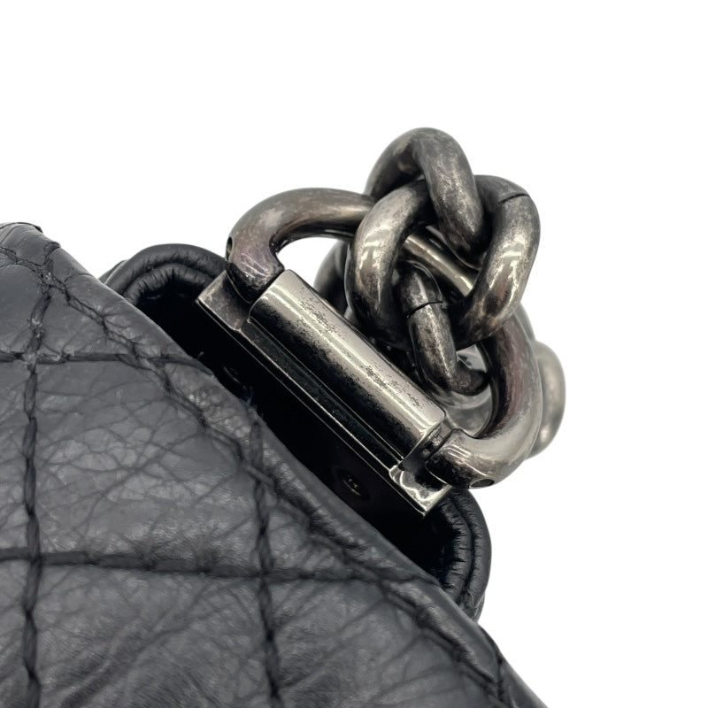 シャネル CHANEL ボーイシャネル25 A67086 18番台 ブラック×シルバー金具 ソフトカーフ レディース ショルダーバッグ