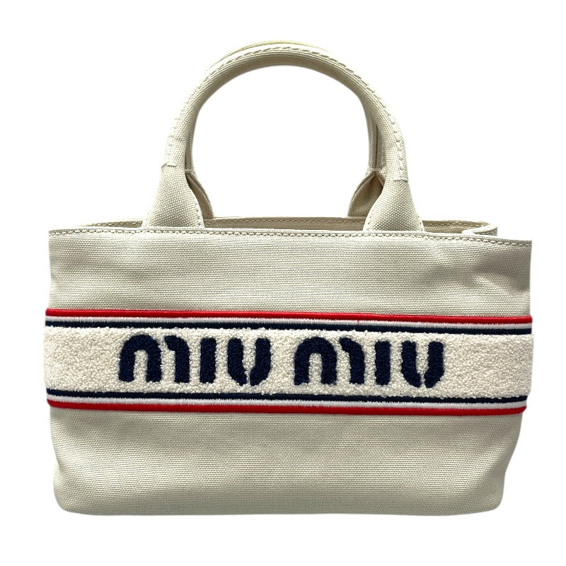 ミュウミュウ miu miu 2wAY ハンド 5BA253 ライトグレー キャンバス