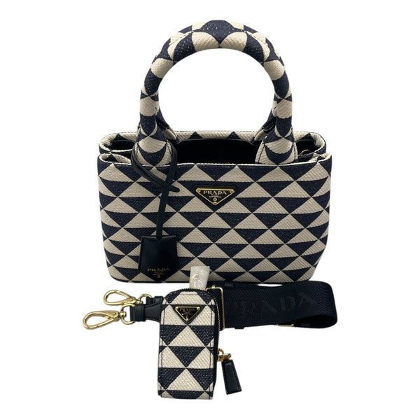 新品同様【プラダ】日本限定　シンボル エンブロイダリー　ファブリック　バッグ プラダ（PRADA）シンボルエンブロイダリーファブリックミニ