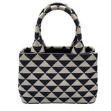 プラダ PRADA シンボル エンブロイダリーハンドバッグ 1BG462 ネイビー/ホワイト キャンバス レディース ショルダーバッグ