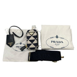 プラダ PRADA シンボル エンブロイダリーハンドバッグ 1BG462 ネイビー/ホワイト キャンバス レディース ショルダーバッグ
