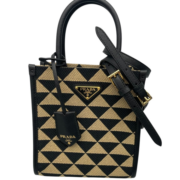 お買い得!★PRADA/プラダ★プラダ シンボル ミニバッグ 1BA355 プラダ PRADA シンボル エンブロイダリーファブリック ミニ
