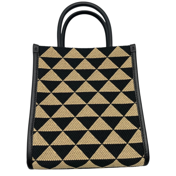 プラダ PRADA シンボル エンブロイダリーファブリック ミニバッグ 1BA355 ブラック/イエロー キャンバス レディース ショルダーバッグ
