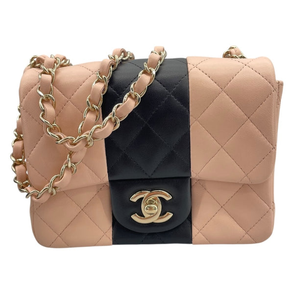 シャネル CHANEL ミニマトラッセ17 A35200 ピンク/ブラック GD金具 ラムスキン レディース ショルダーバッグ