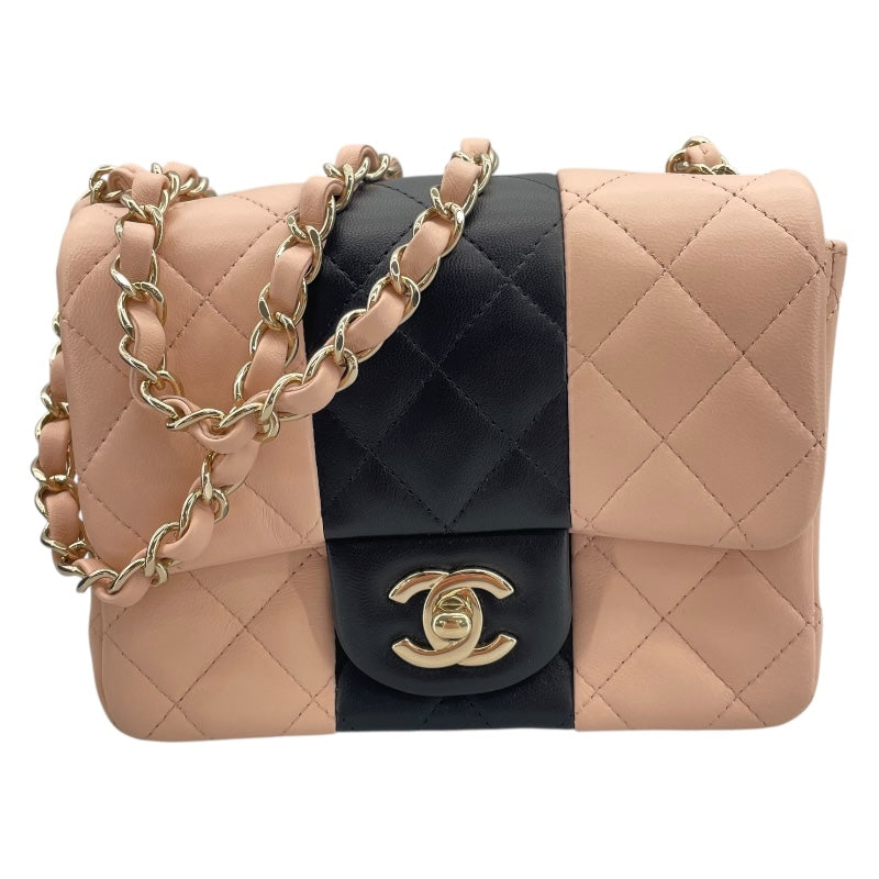シャネル CHANEL ミニマトラッセ17 A35200 ピンク/ブラック GD金具 ラムスキン レディース ショルダーバッグ