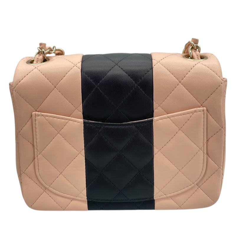 シャネル CHANEL ミニマトラッセ17 A35200 ピンク/ブラック GD金具 ラムスキン レディース ショルダーバッグ