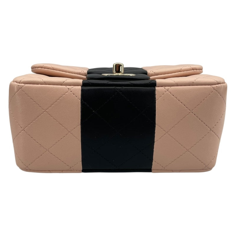 シャネル CHANEL ミニマトラッセ17 A35200 ピンク/ブラック GD金具 ラムスキン レディース ショルダーバッグ