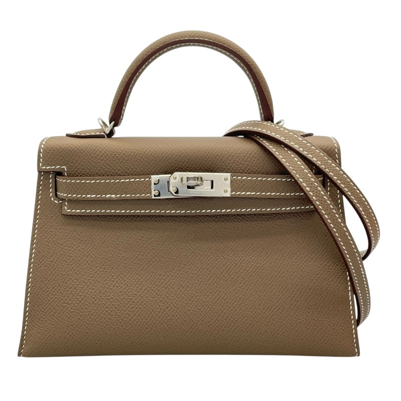 エルメス HERMES ミニケリー2 W刻印　(2024年製) エトゥープ　シルバー金具 ヴォーエプソン レディース ショルダーバッグ