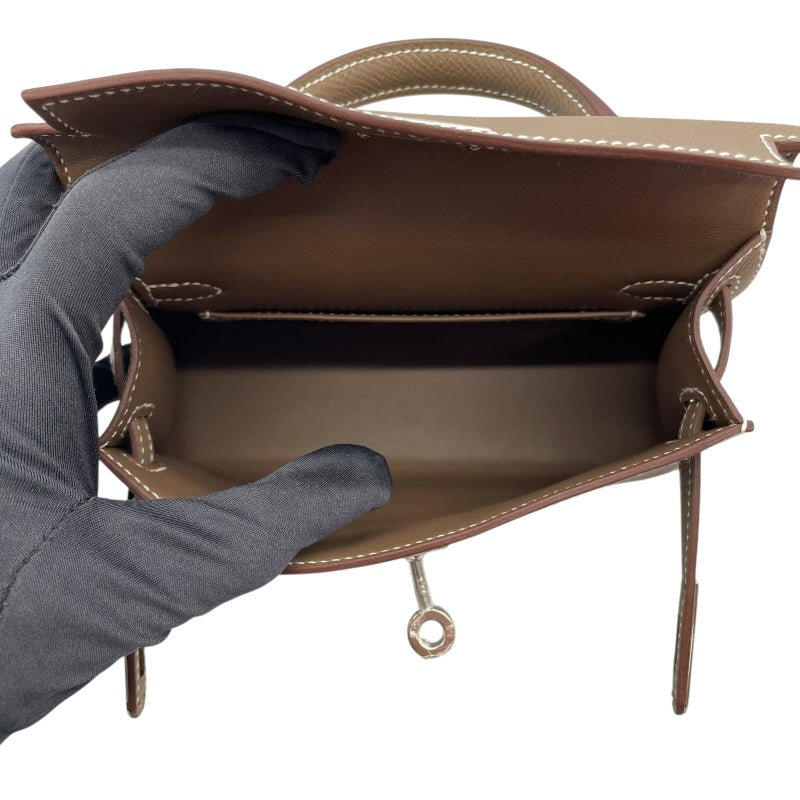 エルメス HERMES ミニケリー2 W刻印　(2024年製) エトゥープ　シルバー金具 ヴォーエプソン レディース ショルダーバッグ