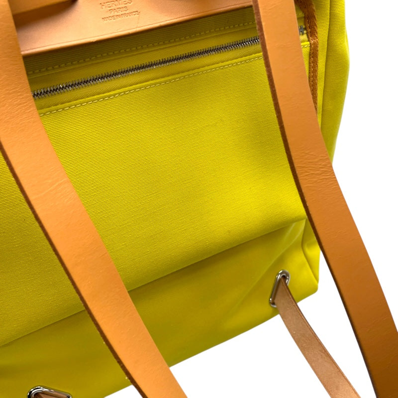 エルメス HERMES エールバッグジップアドPM Z刻 ライム/ナチュラル SV金具 トワル/ハンター レディース リュック・デイパック