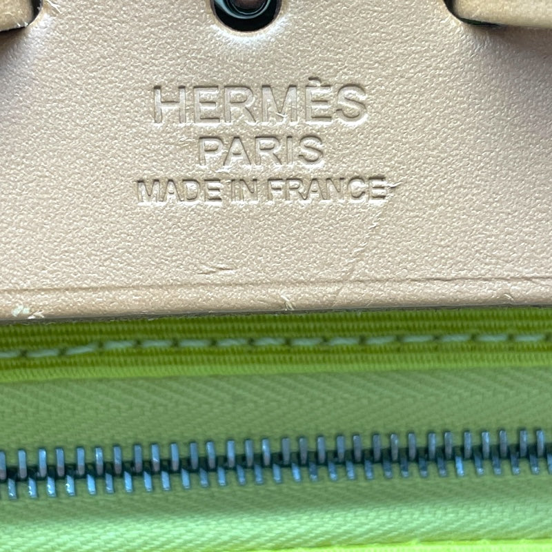 エルメス HERMES エールバッグジップアドPM Z刻 ライム/ナチュラル SV金具 トワル/ハンター レディース リュック・デイパック