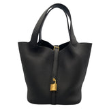 エルメス HERMES ピコタンロックMM　 W刻印　(2024年製) ブラック　ゴールド金具 トリヨンクレマンス レディース ハンドバッグ