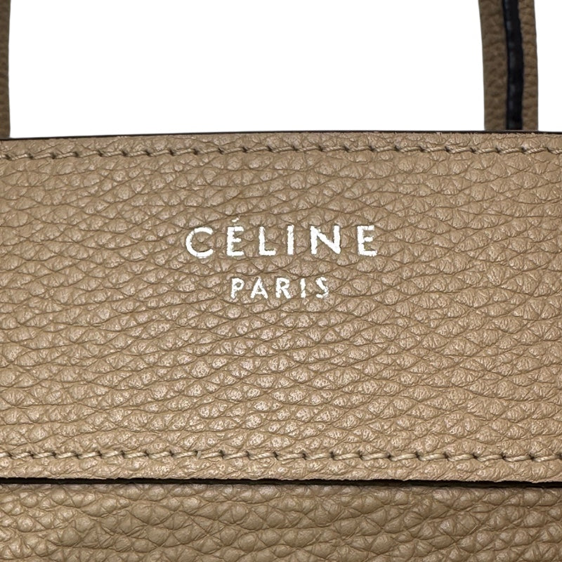 セリーヌ CELINE ラゲージマイクロショッパー ベージュ ドラムドカーフ レディース ハンドバッグ