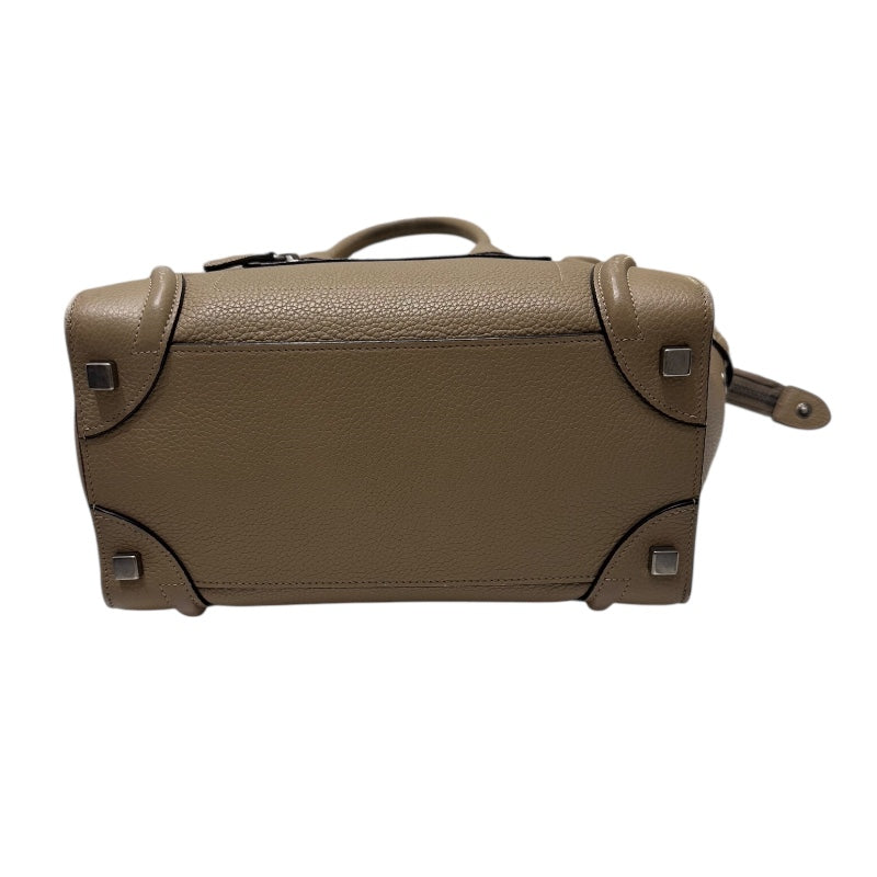 セリーヌ CELINE ラゲージマイクロショッパー ベージュ ドラムドカーフ レディース ハンドバッグ
