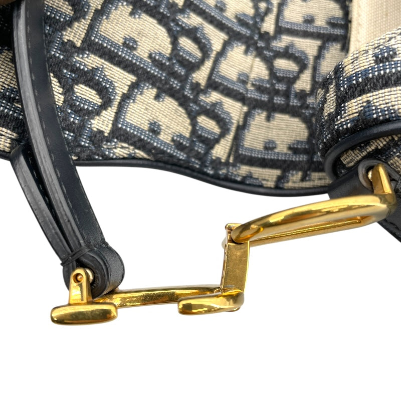 クリスチャン・ディオール Christian Dior ヴィンテージ サドルバッグ ミニ ネイビー オブリークキャンバス レディース ハンドバッグ