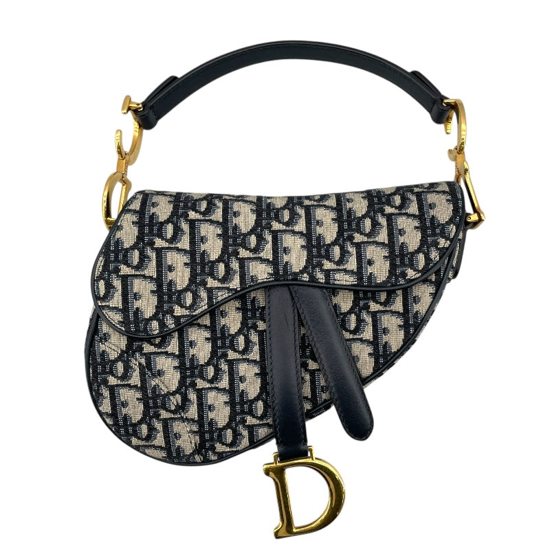 クリスチャン・ディオール Christian Dior ヴィンテージ サドルバッグ ミニ ネイビー オブリークキャンバス レディース ハンドバッグ