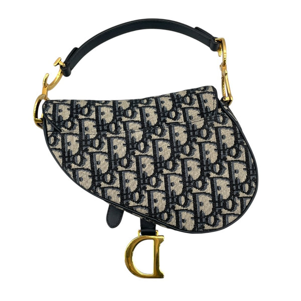 クリスチャン・ディオール Christian Dior ヴィンテージ サドルバッグ ミニ ネイビー オブリークキャンバス レディース ハンドバッグ