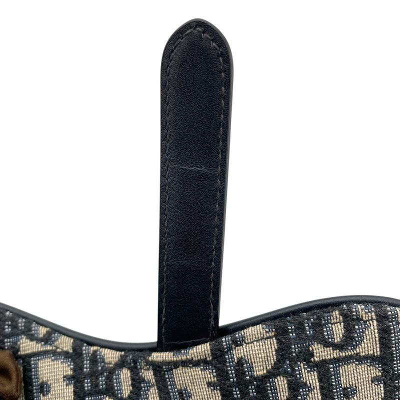 クリスチャン・ディオール Christian Dior サドルバッグ ミニ ネイビー×GD金具 オブリークジャガード レディース ハンドバッグ