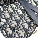 クリスチャン・ディオール Christian Dior サドルバッグ ミニ ネイビー×GD金具 オブリークジャガード レディース ハンドバッグ