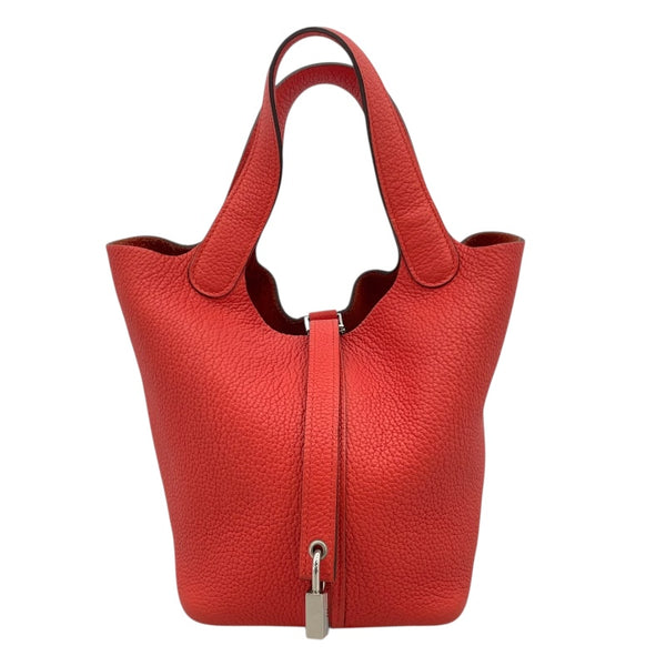 エルメス HERMES ピコタンロックPM C刻 ルージュフォレスト シルバー金具 トリヨン レディース ハンドバッグ