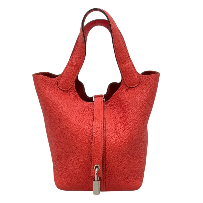エルメス HERMES ピコタンロックPM C刻 ルージュフォレスト シルバー金具 トリヨン レディース ハンドバッグ