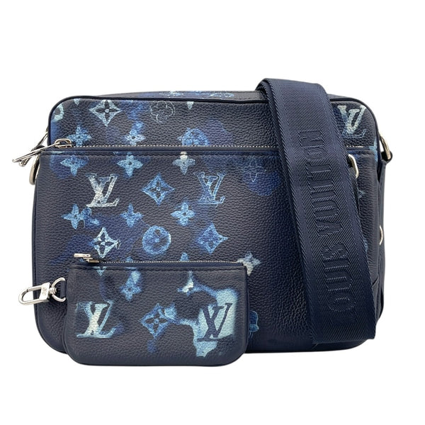 ルイ・ヴィトン LOUIS VUITTON トリオメッセンジャー M57840 ブルー モノグラム・ウォーターカラー メンズ ショルダーバッグ