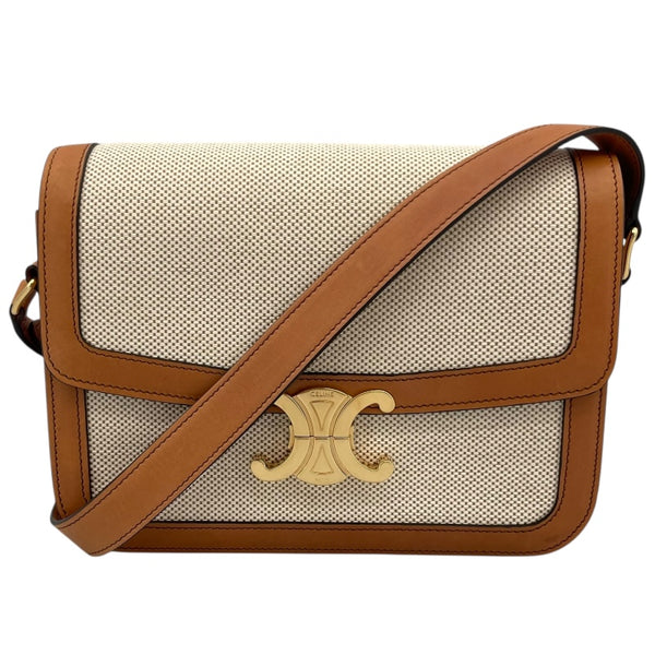 セリーヌ CELINE クラシック トリオンフバッグ 191242EGC.02NT ナチュラル タン テキスタイル レディース ショルダーバッグ
