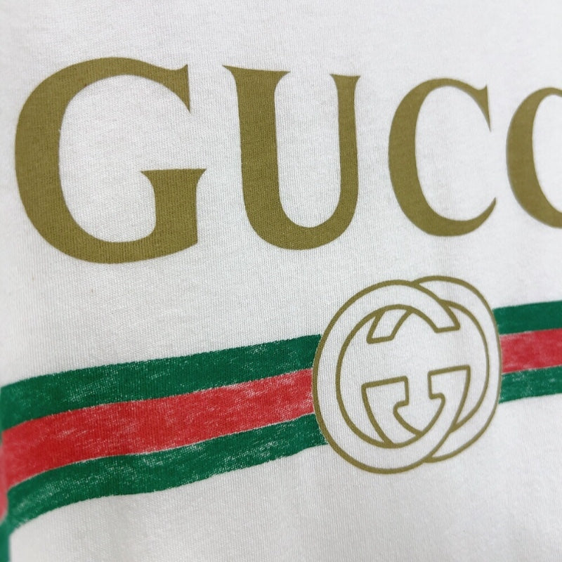 グッチ GUCCI ロゴプリントTシャツ　SS 457095 ホワイト コットン メンズ 半袖Ｔシャツ