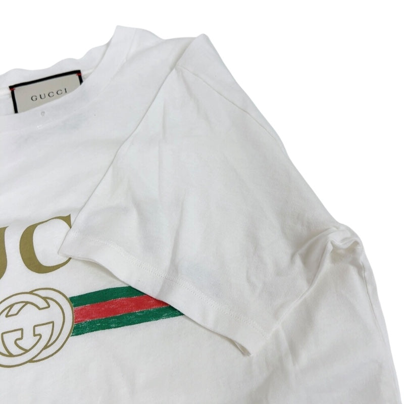 グッチ GUCCI ロゴプリントTシャツ　SS 457095 ホワイト コットン メンズ 半袖Ｔシャツ