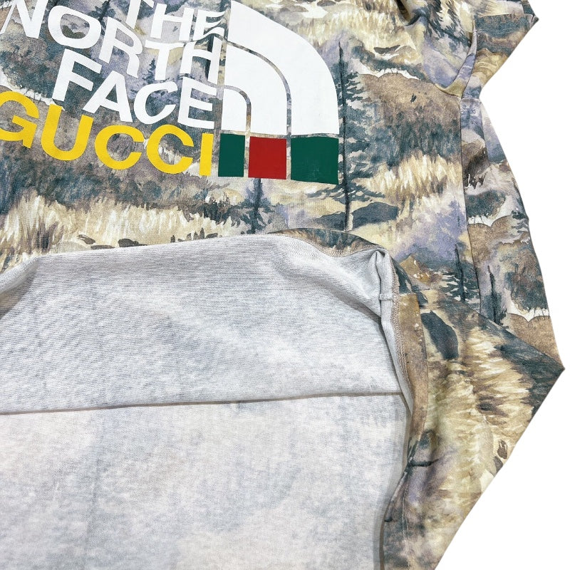 グッチ GUCCI × THE NORTH FACE ロゴプリントTシャツ 672475 コットン メンズ 半袖Ｔシャツ