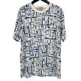 エルメス HERMES 総柄プリントTシャツ ホワイト/ブルー コットン メンズ 半袖Ｔシャツ