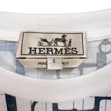 エルメス HERMES 総柄プリントTシャツ ホワイト/ブルー コットン メンズ 半袖Ｔシャツ