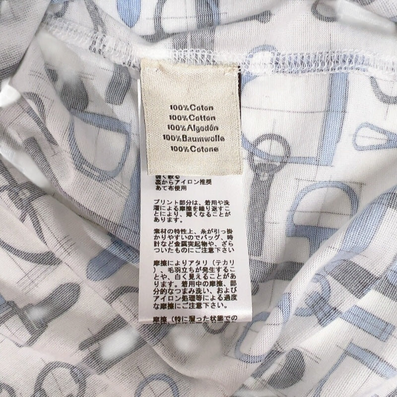エルメス HERMES 総柄プリントTシャツ ホワイト/ブルー コットン メンズ 半袖Ｔシャツ