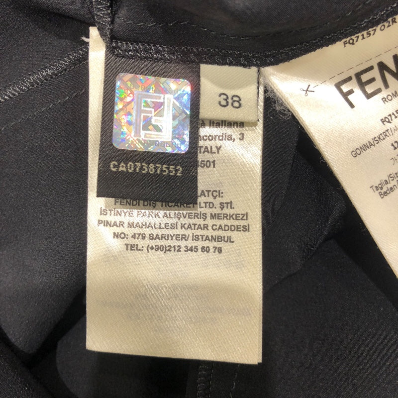 フェンディ FENDI FFロゴシルクプリーツロングスカート ブラック シルク シルク レディース スカート