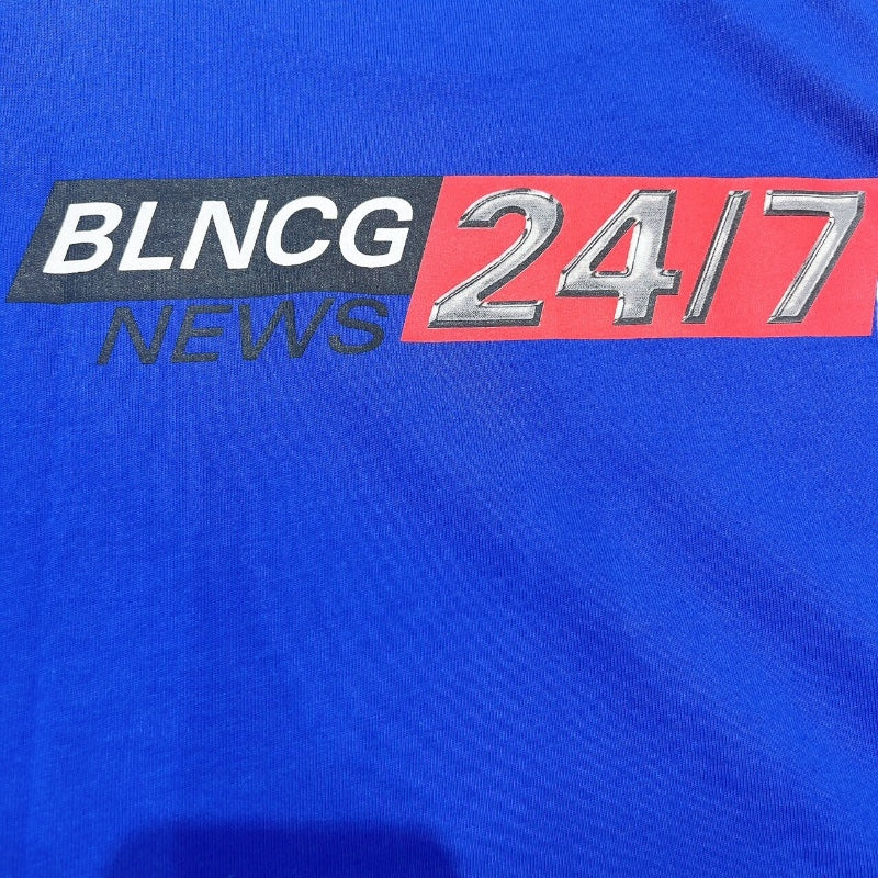 バレンシアガ BALENCIAGA ロゴプリントTシャツ 2020年 612966 ブルー コットン メンズ 半袖Ｔシャツ