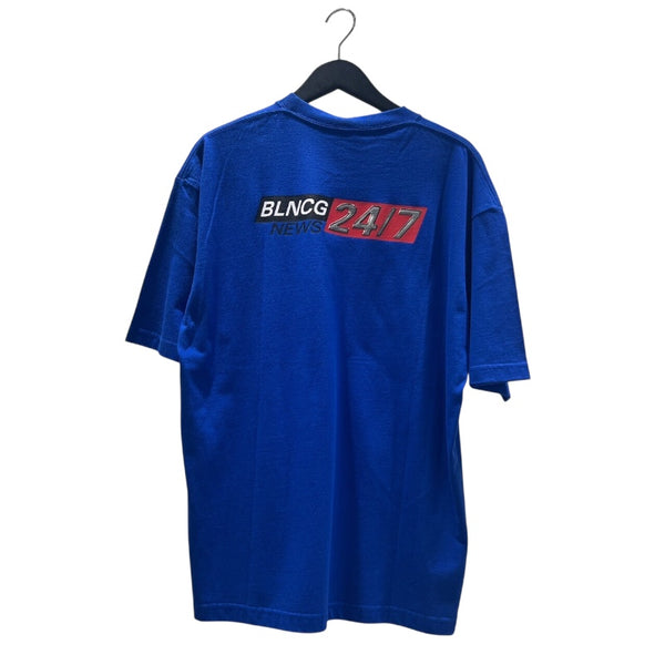 バレンシアガ BALENCIAGA ロゴプリントTシャツ 2020年 612966 ブルー コットン メンズ 半袖Ｔシャツ