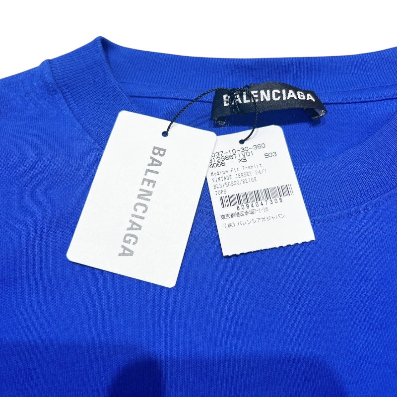 バレンシアガ BALENCIAGA ロゴプリントTシャツ 2020年 612966 ブルー コットン メンズ 半袖Ｔシャツ