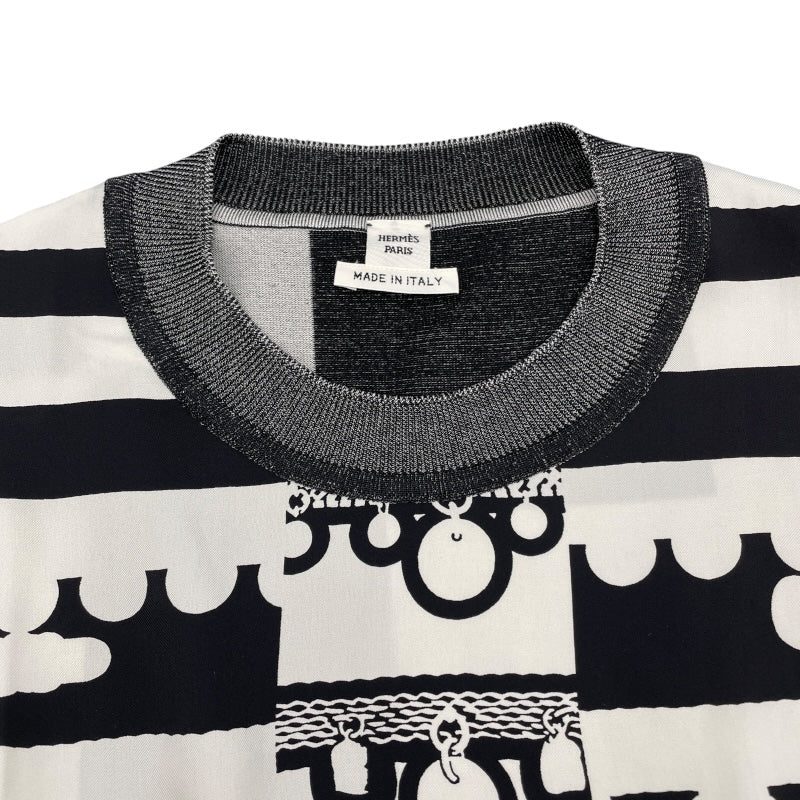 エルメス HERMES ツイルレーヌニットトップス 2H2835D5 ブラック シルク メンズ カットソー